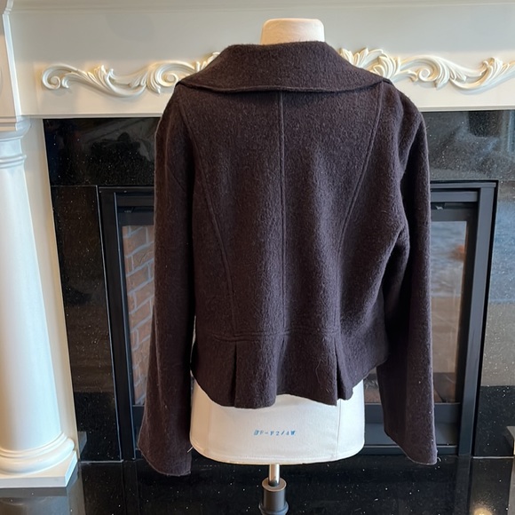 Wool coat jacket lightweight dark brown womens M Blazer Essentials by ABS - Picture 7 of 14